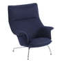 Muuto - Doze Lounge Chair, chrome base / dark blue cover (Balder 782)