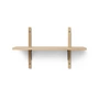 Ferm Living - Sector wall shelf single, 54 cm, oak / brass black