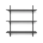 Ferm Living - Sector wall shelf triple, 87 cm, ash black / brass black