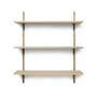 Ferm Living - Sector wall shelf triple, 87 cm, oak / brass black