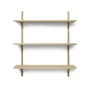 Ferm Living - Sector wall shelf triple, 87 cm, oak / brass