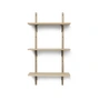 Ferm Living - Sector wall shelf triple, 54 cm, oak / brass black