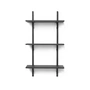 Ferm Living - Sector wall shelf triple, 54 cm, ash black / brass black