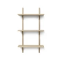 Ferm Living - Sector wall shelf triple, 54 cm, oak / brass