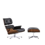 Vitra - Lounge Chair & Ottoman, polished, walnut black pigemntiert, Premium F leather nero (classic)
