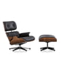 Vitra - Lounge Chair & Ottoman, polished / sides black, walnut black pigmented, premium leather F nero (new dimensions)