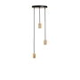 Tala - Brass Triple Pendant lamp, black / oak / brass