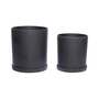 Hübsch Interior - Plant pot with saucer, medium size / black (set of 2)