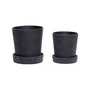 Hübsch Interior - Plant pot with saucer, small / black (set of 2)