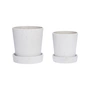 Hübsch Interior - Plant pot with saucer, small / grey (set of 2)
