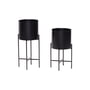 Hübsch Interior - Plant pot with frame, black (set of 2)