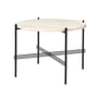 Gubi - Travertine coffee table, Ø 55 cm, black / white