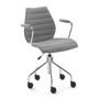 Kartell - Maui Soft Office chair with armrests and castors, chrome-plated steel / Noma gray