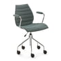 Kartell - Maui Soft Office chair with armrests and castors, chrome-plated steel / Noma green
