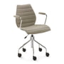 Kartell - Maui Soft Office chair with armrests and castors, chrome-plated steel / Noma beige