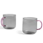 Hay - Borosilicate mug, Ø 8 x H 8. 5 cm, light gray / pink (set of 2)
