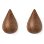 Normann Copenhagen - Dropit Wall hook - Large, walnut (set of 2)