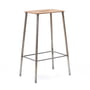 Frama - Adam Bar stool, H 65 cm, natural leather / untreated steel