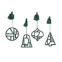 Broste Copenhagen - Christmas Fili Decorative pendant, Ø 8 cm, deep forest (set of 4)