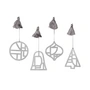 Broste Copenhagen - Christmas Fili Decorative pendant, Ø 8 cm, silver (set of 4)