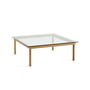 Hay - Kofi Coffee table with glass top, 100 x 100 cm, oak / clear