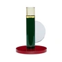 Hübsch Interior - Crystal candle holder, dark red / green