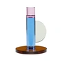 Hübsch Interior - Crystal candle holder, pink / blue