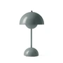 & Tradition - Flowerpot Battery table lamp VP9 with magnetic charging cable, glossy, stone blue