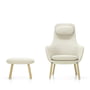 Vitra - HAL Lounge Chair & Ottoman with loose seat cushion, natural oak, Dumet, ivory melange (felt glides)