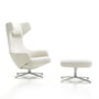 Vitra - Grand Repos and ottoman, polished aluminum / Nubia ivory / pearl with double stitching (felt glides)