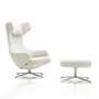 Vitra - Grand Repos and Ottomann, polished aluminum / Nubia ivory / pearl with double stitch seam (felt glides)