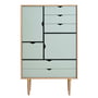 Andersen Furniture - S5 Chest of drawers, soaped oak / fronts ocean grey