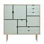 Andersen Furniture - S3 Chest of drawers, soaped oak / fronts ocean grey