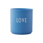 Design Letters - AJ Favourite porcelain mug, Love / sky blue
