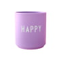 Design Letters - AJ Favourite porcelain mug, Happy / dark pink