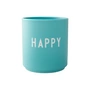 Design Letters - AJ Favourite Porcelain mug, Happy / aqua