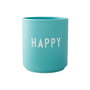 Design Letters - AJ Favourite Porcelain mug, Happy / aqua