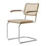 Thonet - S 64 V Armchair, chrome / natural oak / wickerwork with support fabric (Pure Materials)