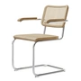 Thonet - S 64 V Armchair, chrome / natural oak / wickerwork with plastic support fabric (Pure Materials)