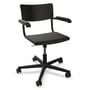 Thonet - S 43 FDR office chair with armrests, aluminum black / beech black stained