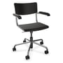 Thonet - S 43 FDR office chair with armrests, chrome / beech black stained