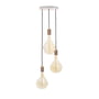 Tala - Walnut Triple pendant light set, including 3 x Voronoi II LED bulb E27, white / brass