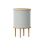 Umage - Audacious Side table with USB connection, Ø 38 x H 5 9. 3 cm, natural oak / sterling