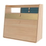 Hartô - Gaston Wall-mounted secretary 80 cm, natural oak / brass / petrol