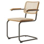 Thonet - S 64 V Armchair, smoked chrome matt / oak / wickerwork with support fabric (special edition 2022)