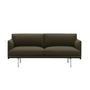 Muuto - Outline Sofa 2-seater, aluminum polished / dark green (Divina 984)