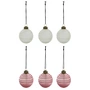 House Doctor - Lolli Christmas tree ball, Ø 6 cm, red / white (set of 6)