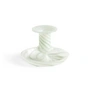 HAY - Flare Candlestick, Ø 11 x H 7.5 cm, Stripe, milk / green