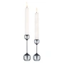 Lind DNA - Silhouette Candlestick, Ø 4. 2 x H 12 cm + Ø 4. 2 x H 1 4. 5 cm, silver (set of 2)