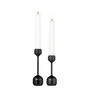Lind DNA - Silhouette Candlestick, Ø 4. 2 x H 12 cm + Ø 4. 2 x H 1 4. 5 cm, black (set of 2)
